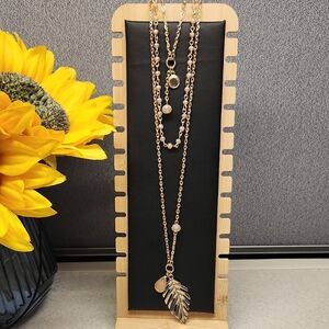 Maurices Gold Tone Multi Layer Leaf Pendant Necklace NWT